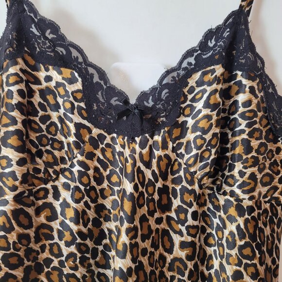 Ambrielle Womens Leopard Print Nightgown With Lace Trim 1X Polyester Blend - Picture 5 of 9